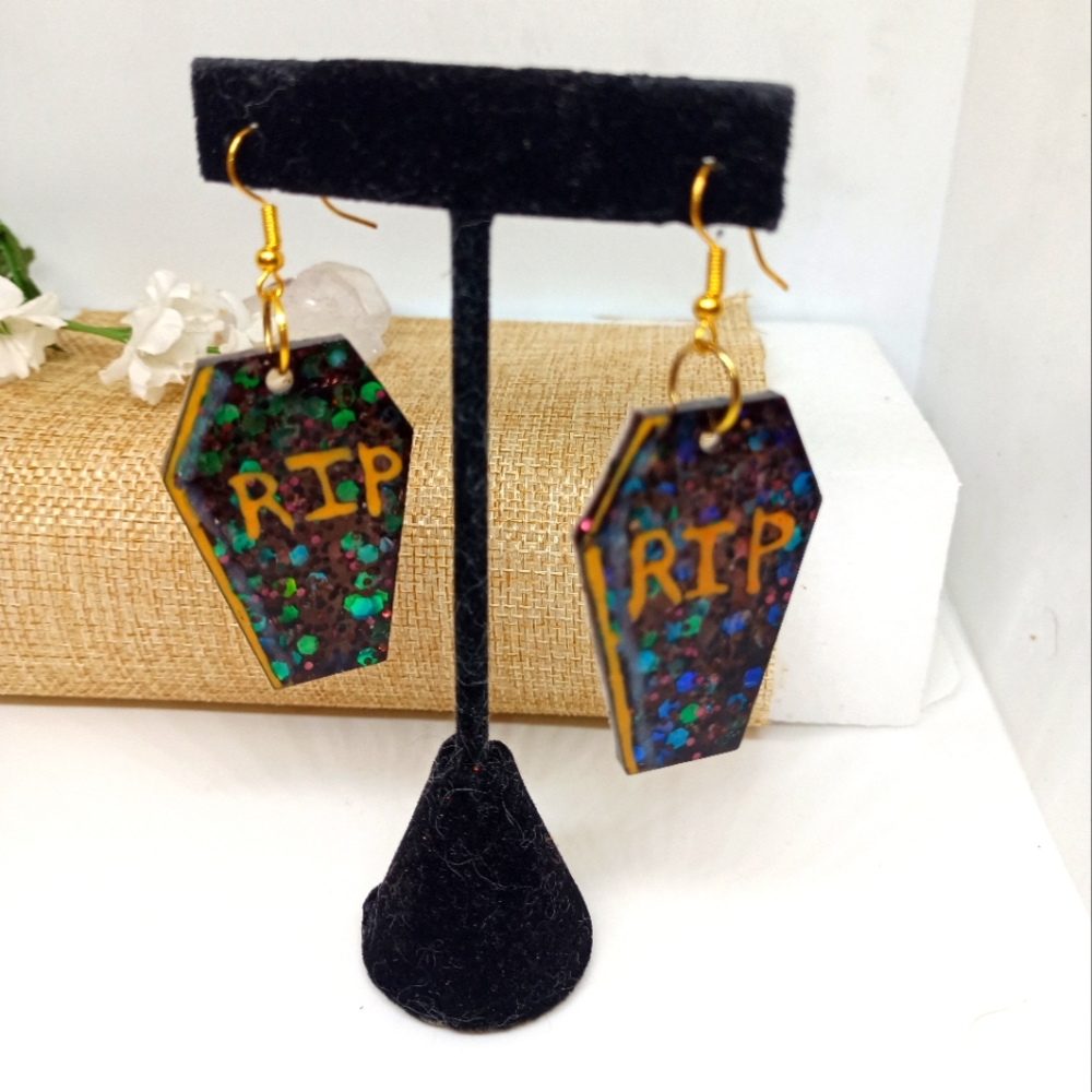 Halloween earrings RIP